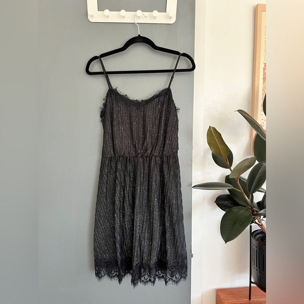 Sparkly eyelash lace mini dress